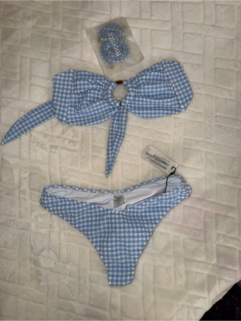 MONTCE Blue Bikini Set - Strapless Bow Top & Briefs